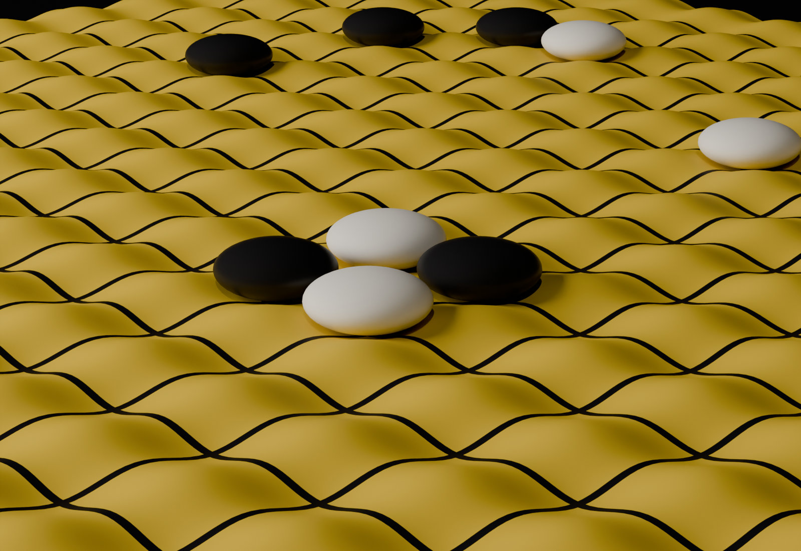 Close-up of the wave surface, stones nestled into the pockets where the grid lines cross.